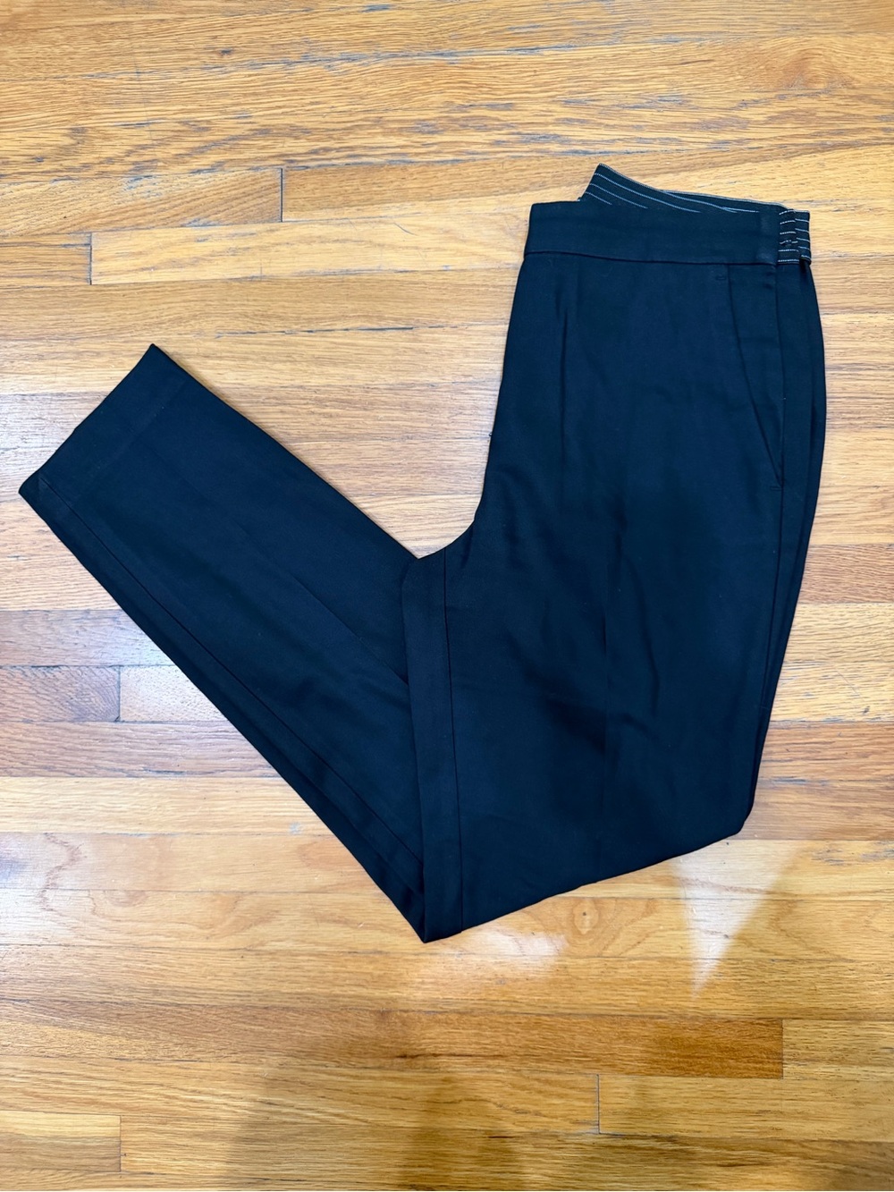 ZARA - Black Slim Ankle Pants with Striped Elastic Waistband - Size XS